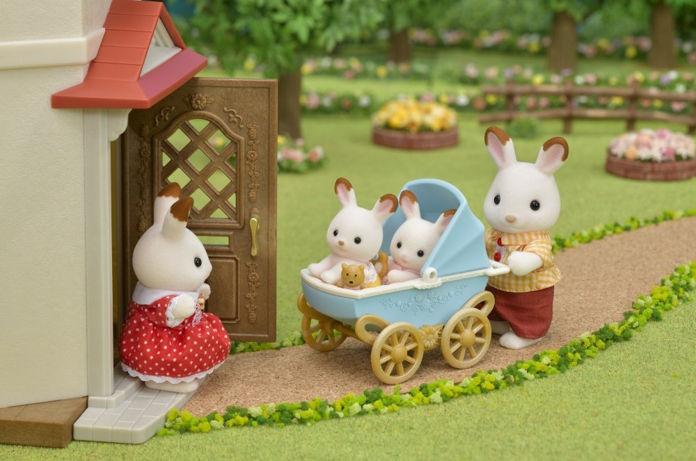 SYLVANIAN TWIN RABBIT TROLLEY CHECK 5432 WB6 EPOCH